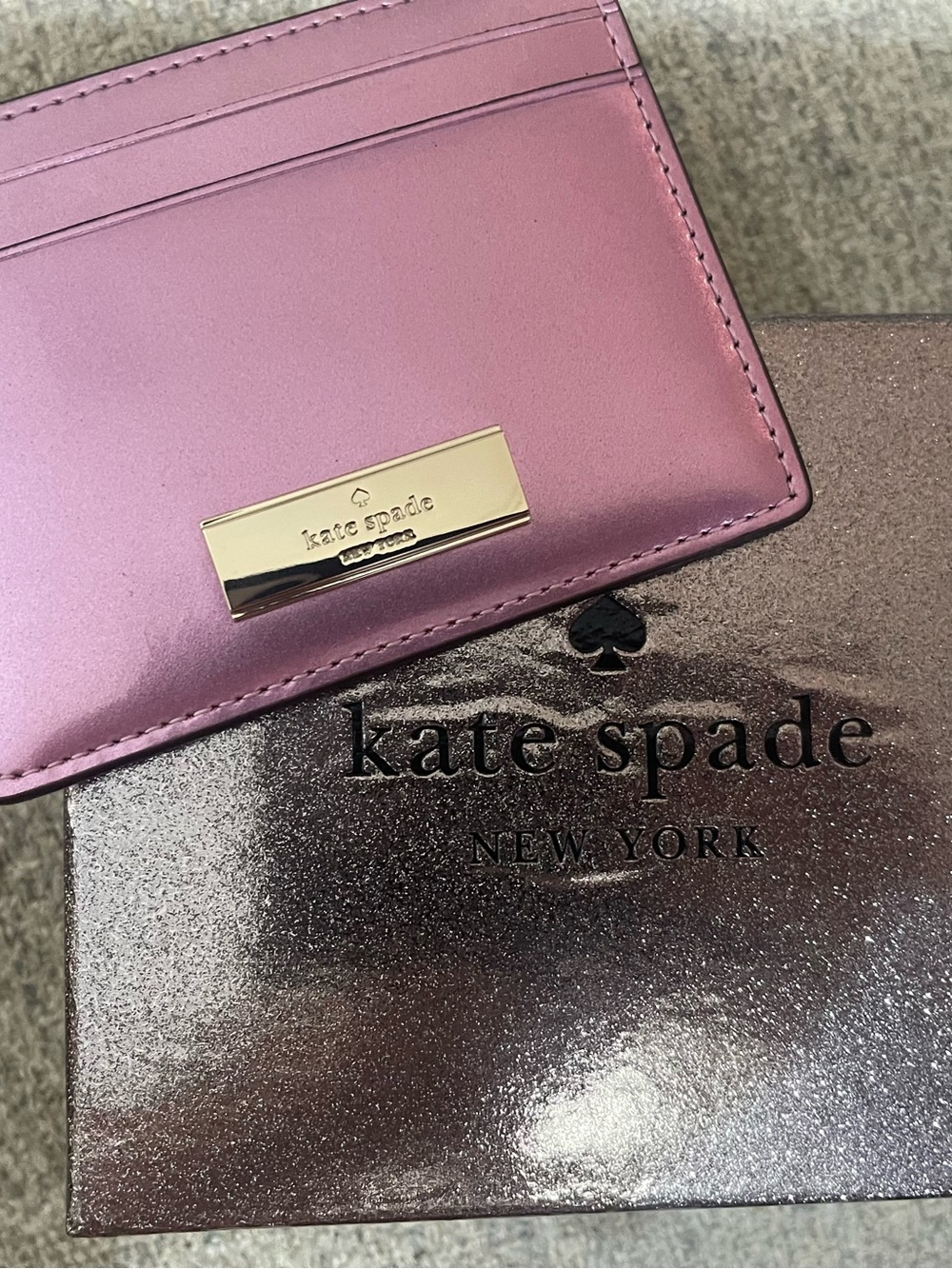 Kate Spade Quartz Pink Card Holder with Gold Plaque - Brand New in Box